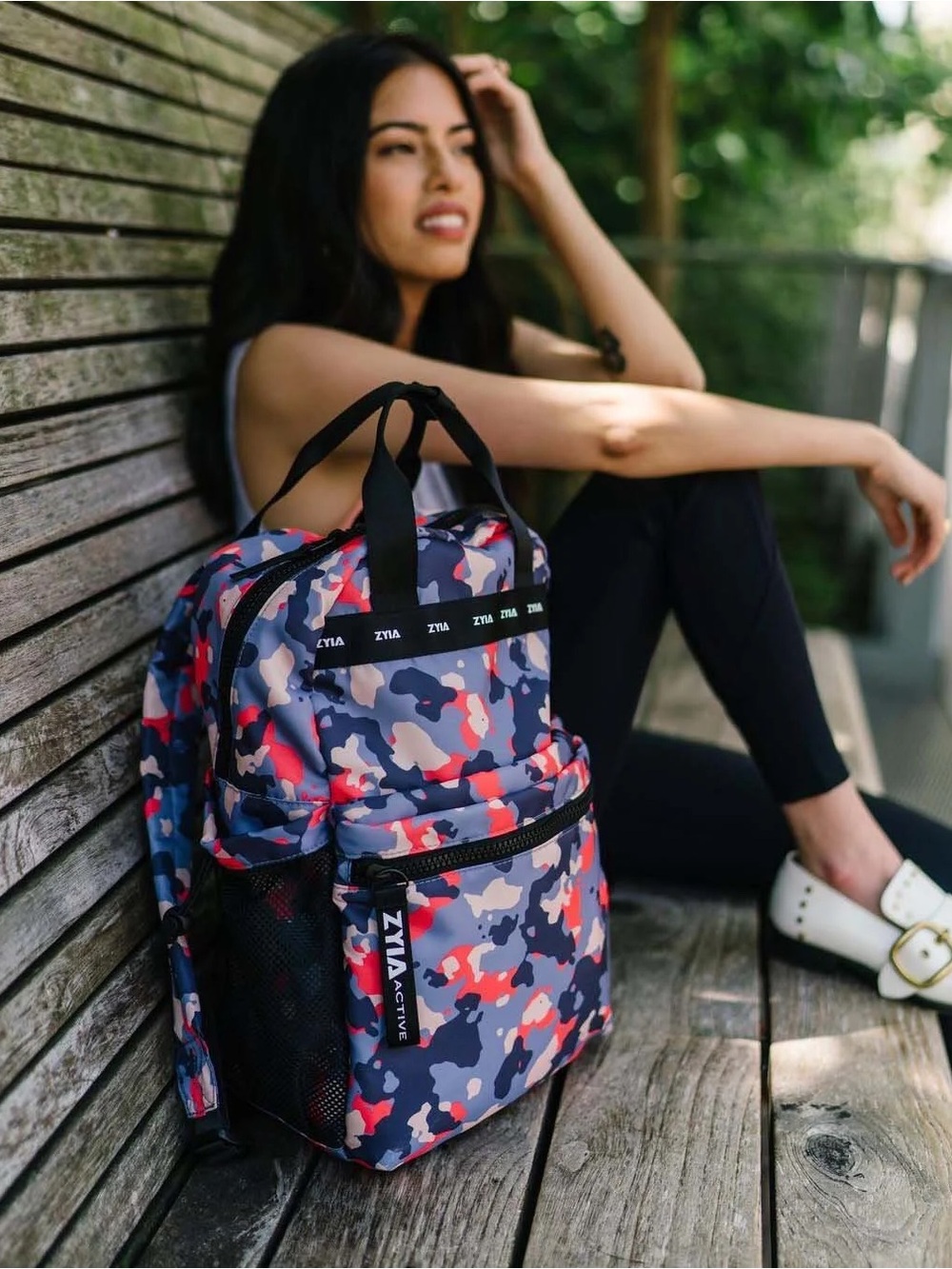ZYIA Camo Backpack — Gray Red Black - Picture 5 of 7